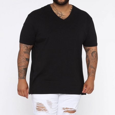 カスタムメンズ V ネック高品質 Tシャツ 100% オーガニックコットンプラスサイズヘビーウェイトブランクビッグとトール Tシャツ男性のための