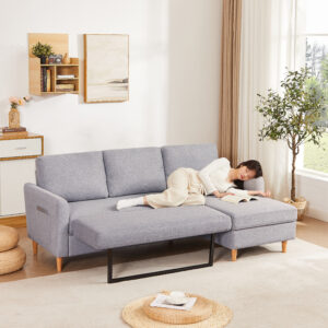 2 seater sofa bed ソファ 2人掛け 収納付き ファブリック 両側に肘掛け付き ソファ コンパクト ひとり暮らし カウチソファー W1082S00081